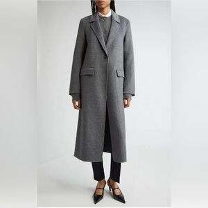 H & M Grey Wool Blend Classic Overcoat Ladies Size Large